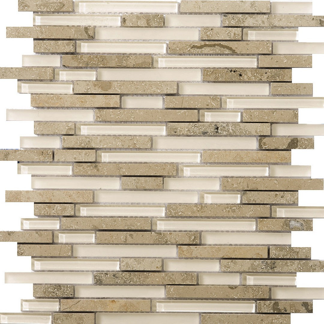 Emser Lucente 12" x 13" Linear Stone & Glass Mosaic