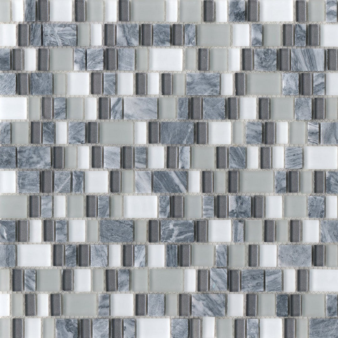 Emser Unique 12" x 12" Polished Stone and Glass Mosaic