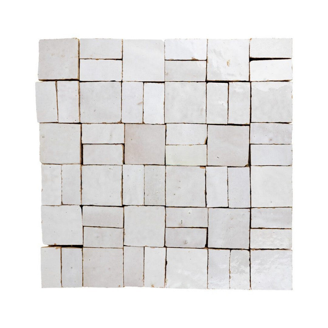 Lungarno Zellige Bespoke 11.80" x 11.80" Glossy Terracotta Cross Hatch Mosaic