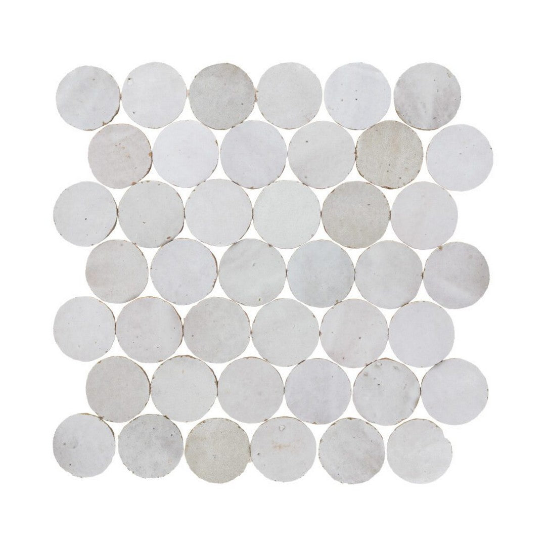 Lungarno Zellige Bespoke 12.80" x 12.20" Glossy Terracotta 2" Circles Mosaic