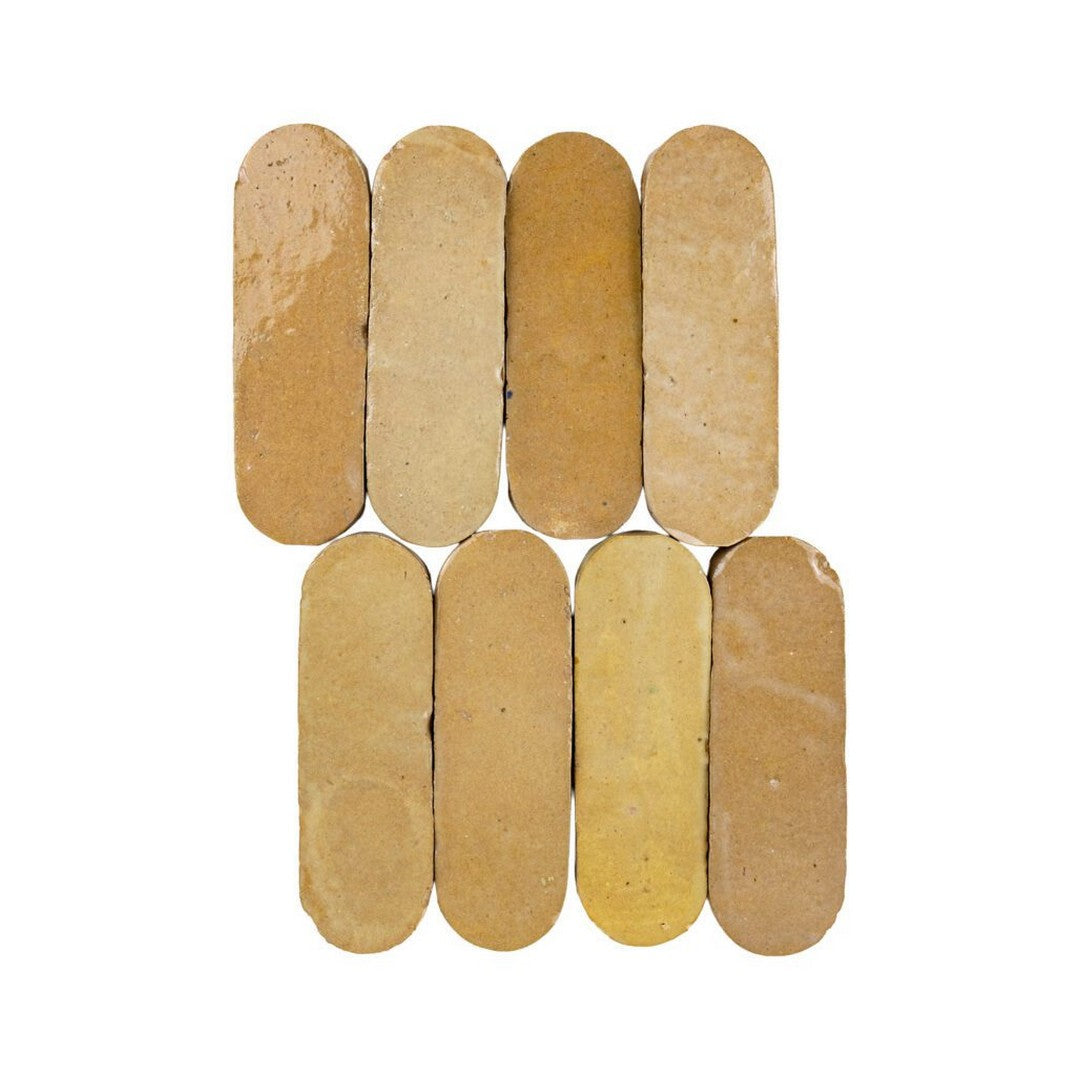 Lungarno Zellige Bespoke 2" x 6" Pressed Glossy Terracotta Oval Wall Tile