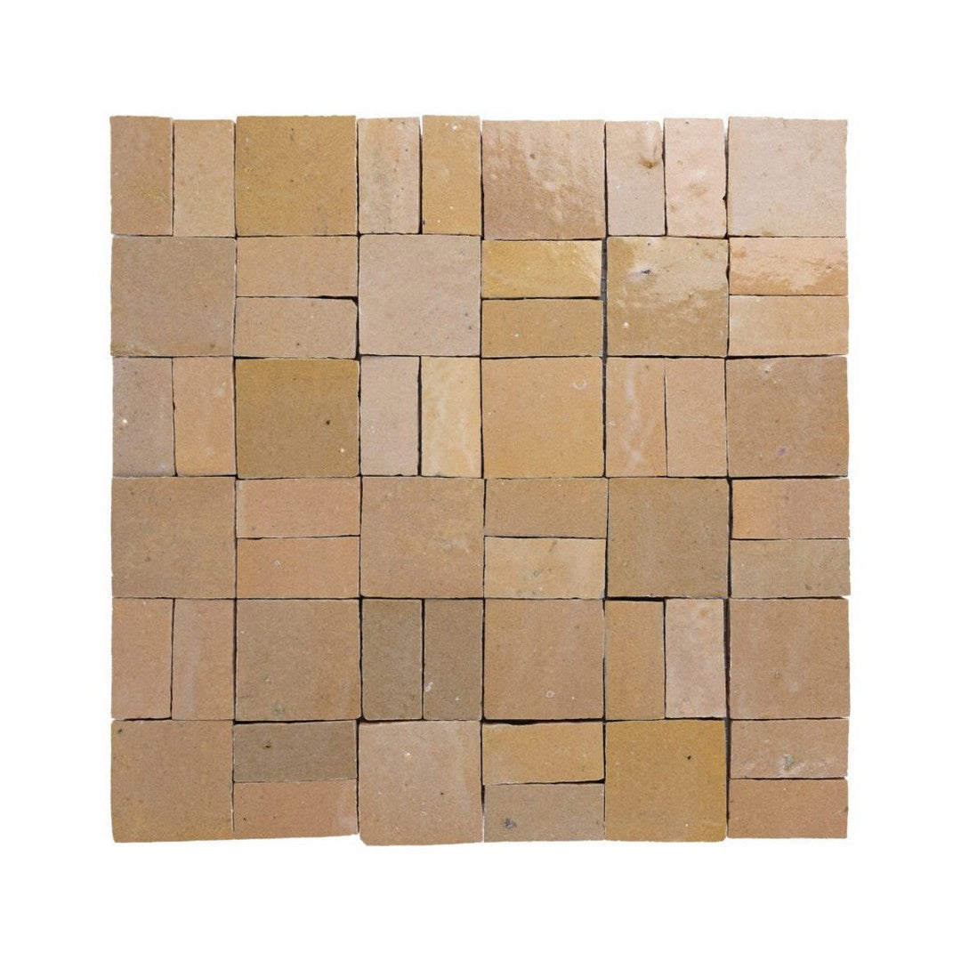 Lungarno Zellige Bespoke 11.80" x 11.80" Glossy Terracotta Cross Hatch Mosaic