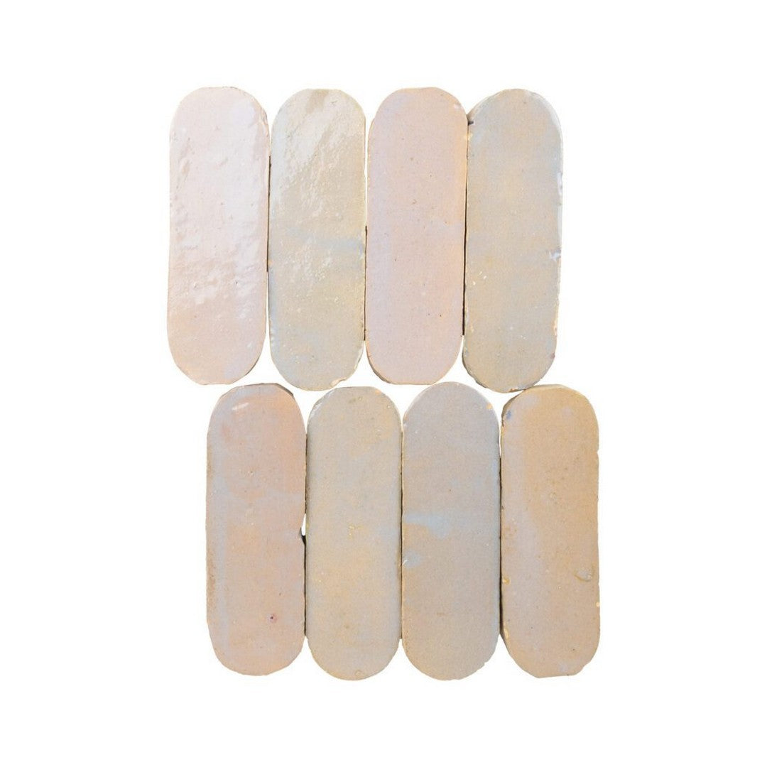 Lungarno Zellige Bespoke 2" x 6" Pressed Glossy Terracotta Oval Wall Tile