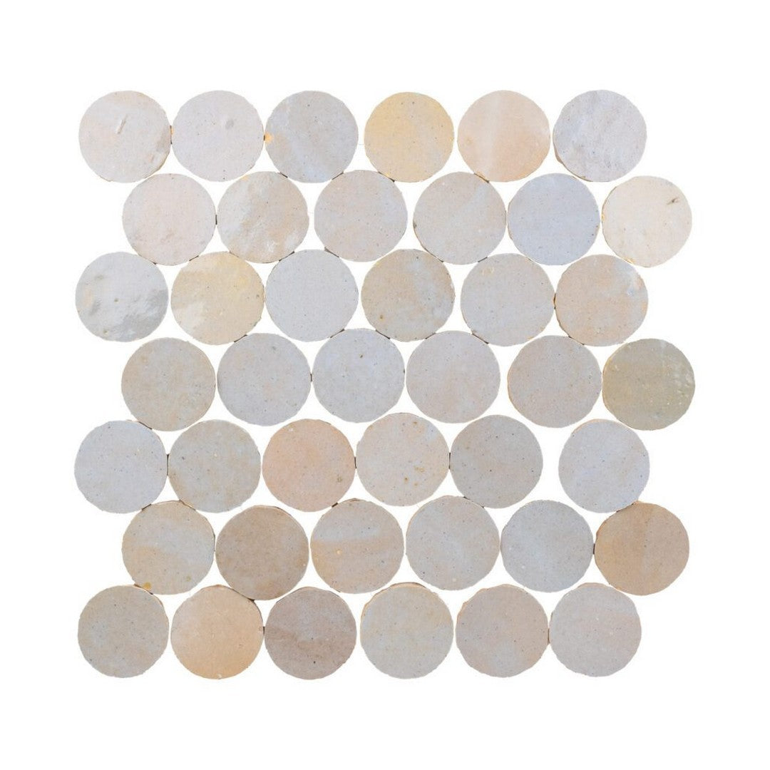 Lungarno Zellige Bespoke 12.80" x 12.20" Glossy Terracotta 2" Circles Mosaic