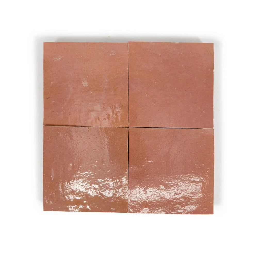 Lungarno Zellige Classique 4" x 4" Glossy Terracotta Wall Tile