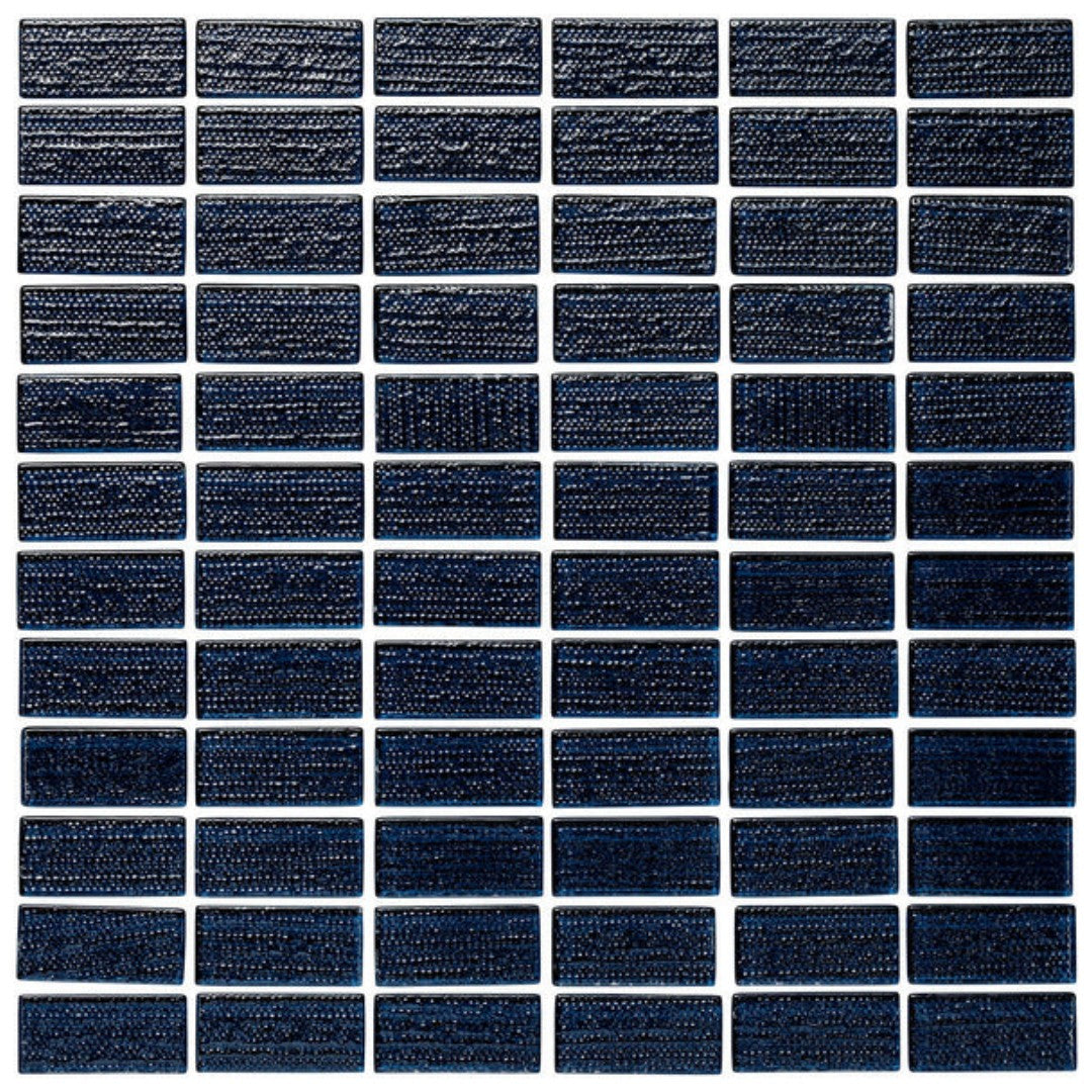 Island Stone Cascade 12" x 12" Gloss & Textured Glass 1x2" Straight Stack Mosaic