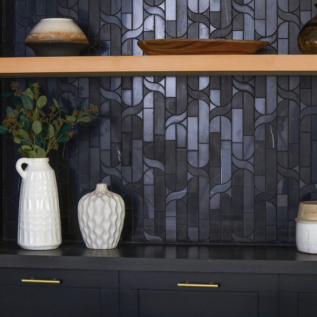 Daltile-Pietra-Divina-11-x-12-Rectified-Mixed-Natural-Stone-Cupola-Mosaic-Nero-Marquina