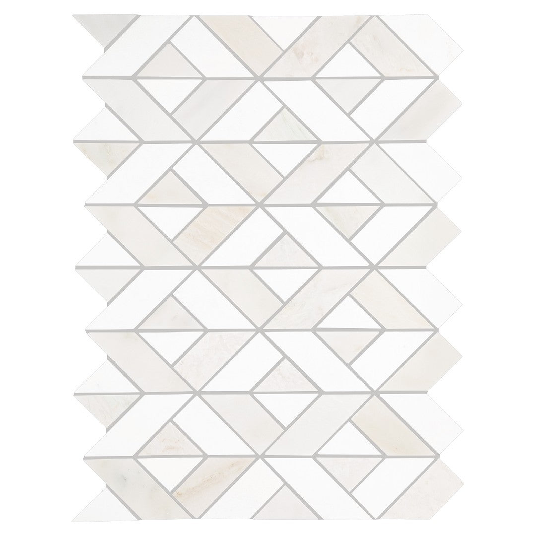 Daltile-Perfit-Mosaix-13.25-x-18-Polished-Natural-Stone-Swivel-Mosaic-Paradise-|-Thassos