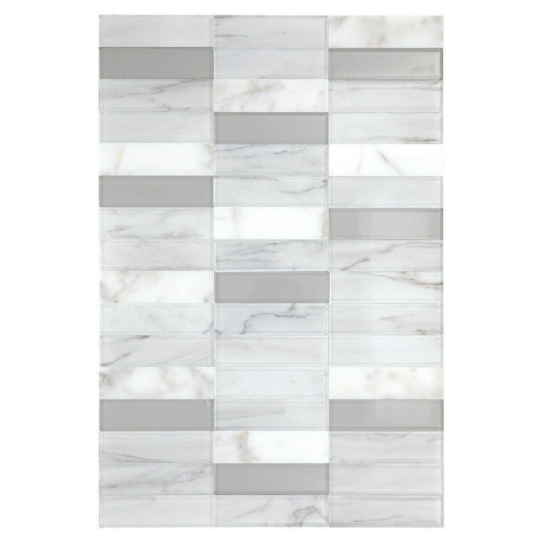 Daltile-Perfit-Mosaix-12-x-18-Polished-Natural-Stone-1x4-Straight-Stack-Mosaic-White-Carrara-|-Glass