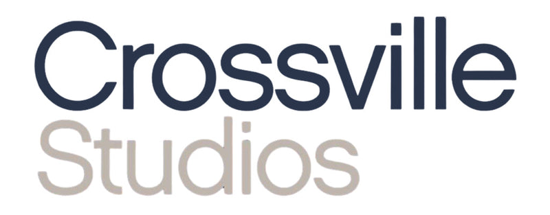 Crossville Studios Logo | Crossville by AHF | Image having font of navy blue and silver shades
