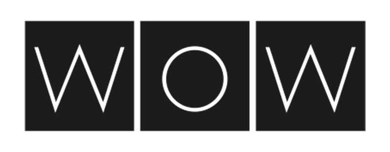 WOW Design Tiles | Wow Design Tiles Logo | Image is showing WOW word written with black borders and white font