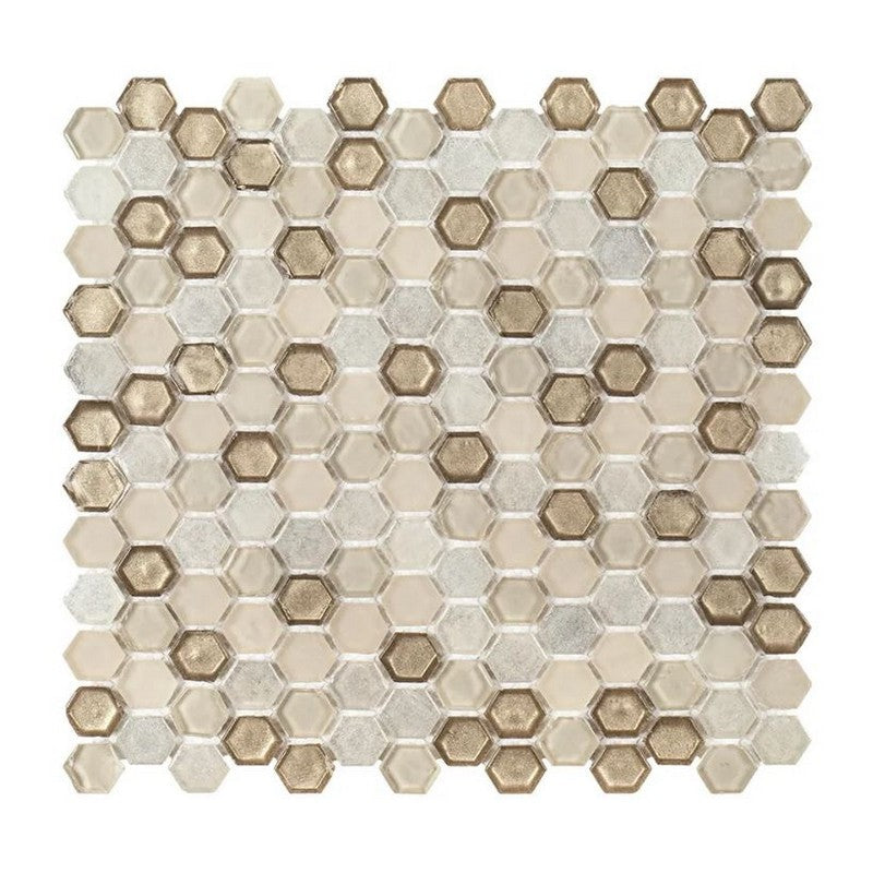 Jeffrey Court Suite 11" x 11.25" Multi & Specialty 0.63" Hexagon Glass Mosaic