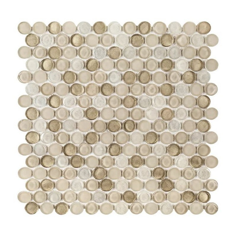 Jeffrey Court Suite 11.13" x 11.88" Multi & Specialty 0.75" Penny Round Glass Mosaic