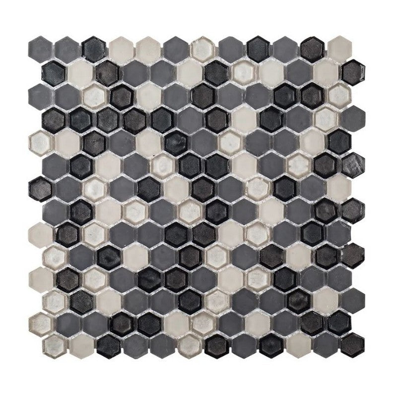 Jeffrey Court Suite 11" x 11.25" Multi & Specialty 0.63" Hexagon Glass Mosaic