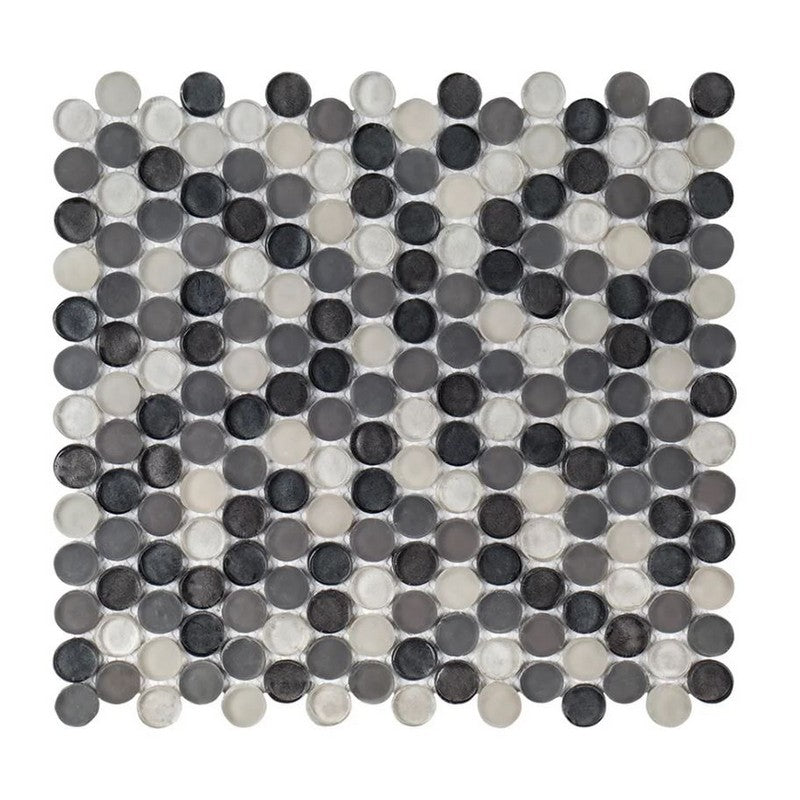 Jeffrey Court Suite 11.13" x 11.88" Multi & Specialty 0.75" Penny Round Glass Mosaic