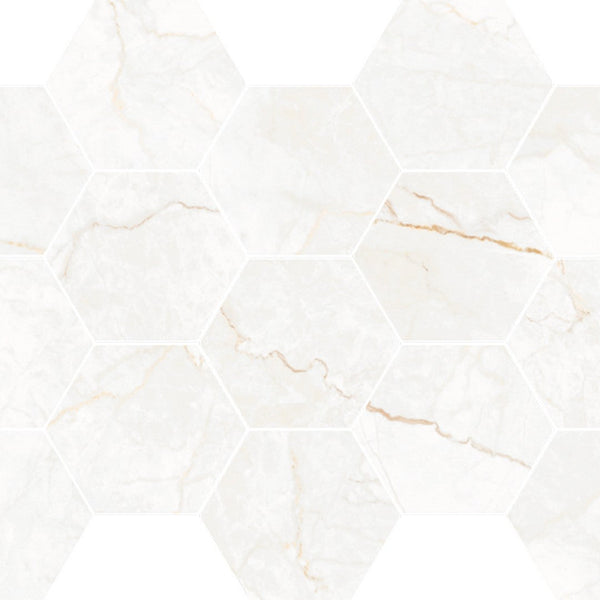 Happy Floors Statik 10x14 Porcelain Hexagon Floor Mosaic