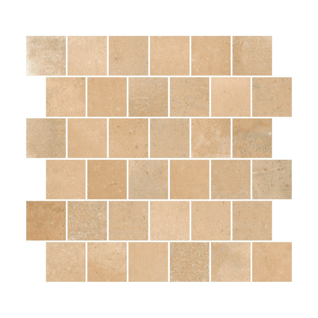 Happy Floors Tierra 12" x 13" Natural 2" Offset Porcelain Mosaic