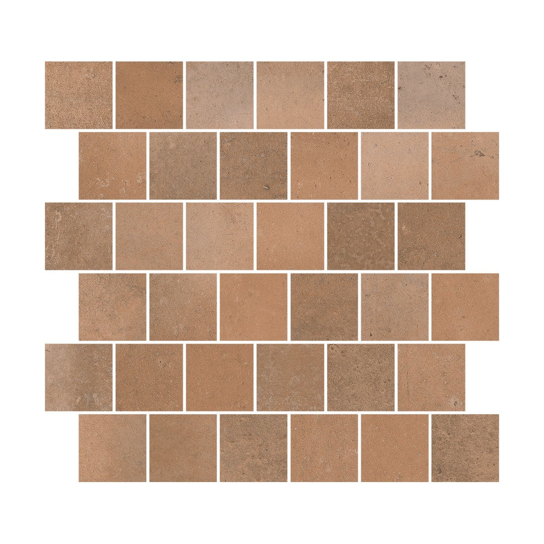 Happy Floors Tierra 12" x 13" Natural 2" Offset Porcelain Mosaic