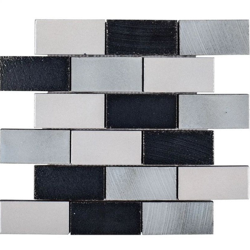 Jeffrey Court Ashland & Halsted 12" x 12.38" Gloss Brick Basalt Mosaic