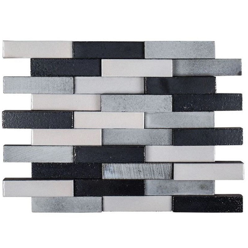 Jeffrey Court Ashland & Halsted 9.88" x 11.88" Gloss Elevation Brick Basalt Mosaic