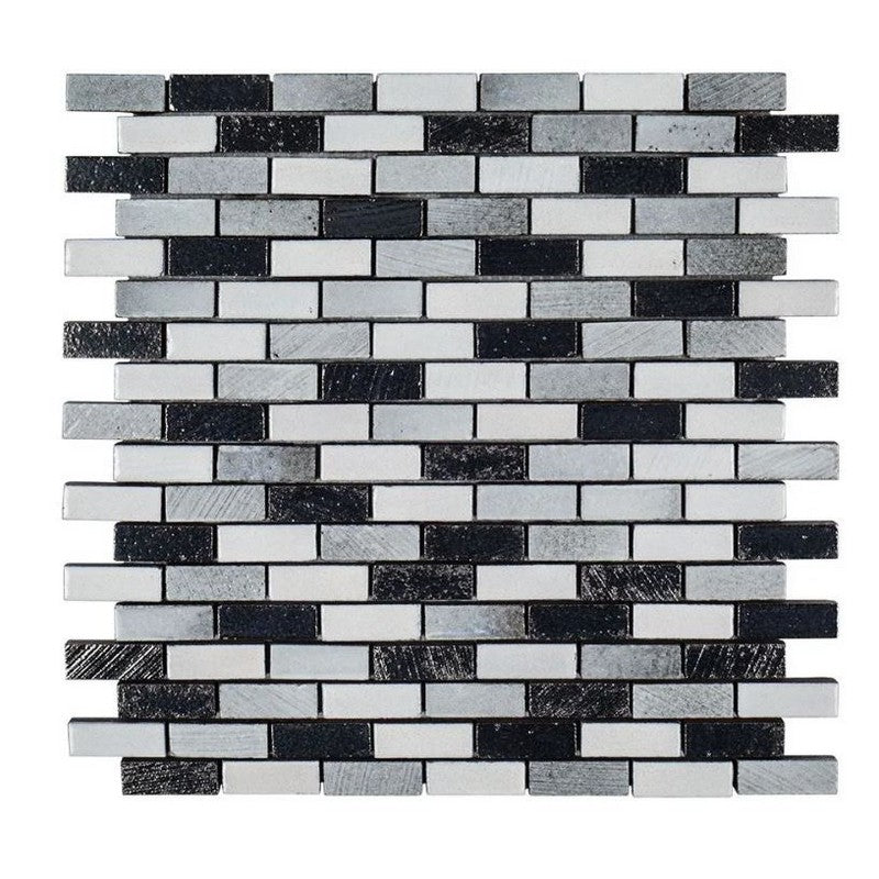 Jeffrey Court Ashland & Halsted 11.38" x 11.63" Gloss Mini Brick Basalt Mosaic