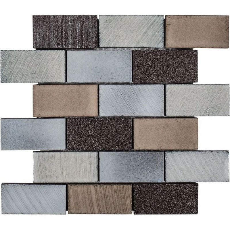 Jeffrey Court Ashland & Halsted 12" x 12.38" Gloss Brick Basalt Mosaic