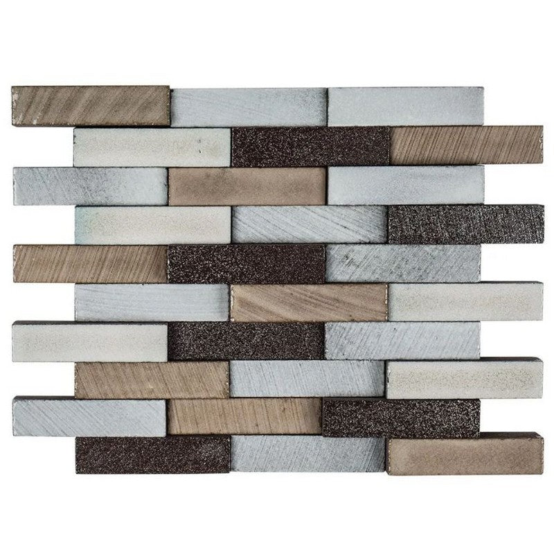 Jeffrey Court Ashland & Halsted 9.88" x 11.88" Gloss Elevation Brick Basalt Mosaic