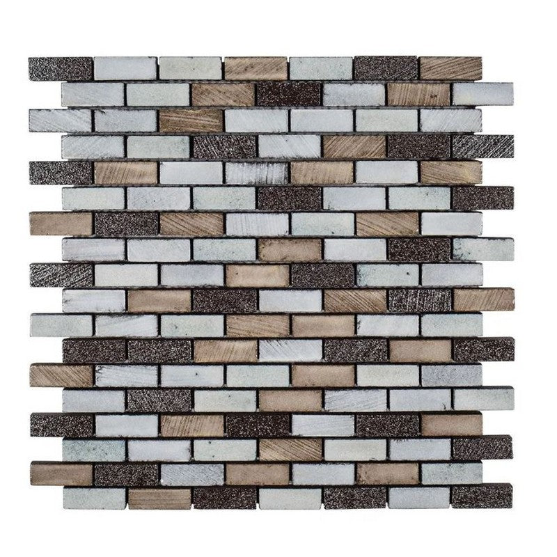 Jeffrey Court Ashland & Halsted 11.38" x 11.63" Gloss Mini Brick Basalt Mosaic