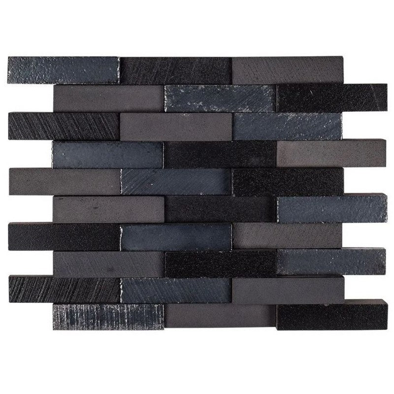 Jeffrey Court Ashland & Halsted 9.88" x 11.88" Gloss Elevation Brick Basalt Mosaic