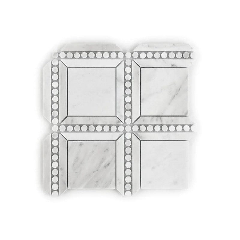 Jeffrey Court Classic Statuario 11.63" x 11.63" Honed Pointe Square Natural Stone Mosaic