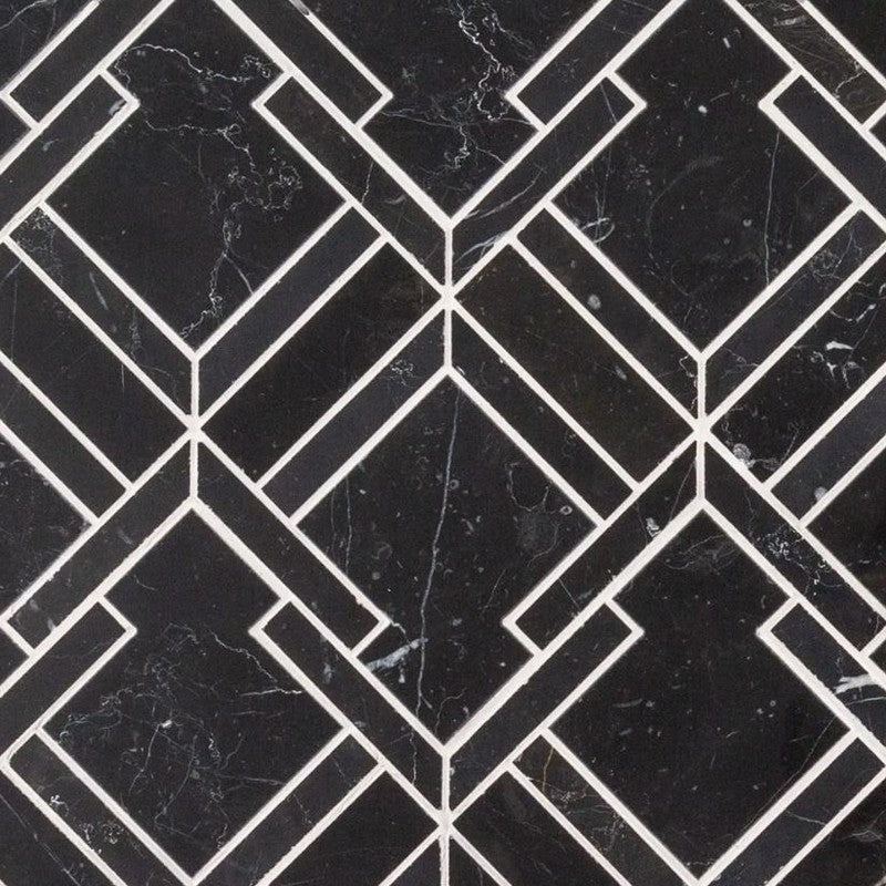 Jeffrey Court Eternal 10" x 10.38" Black Tie Natural Stone Mosaic