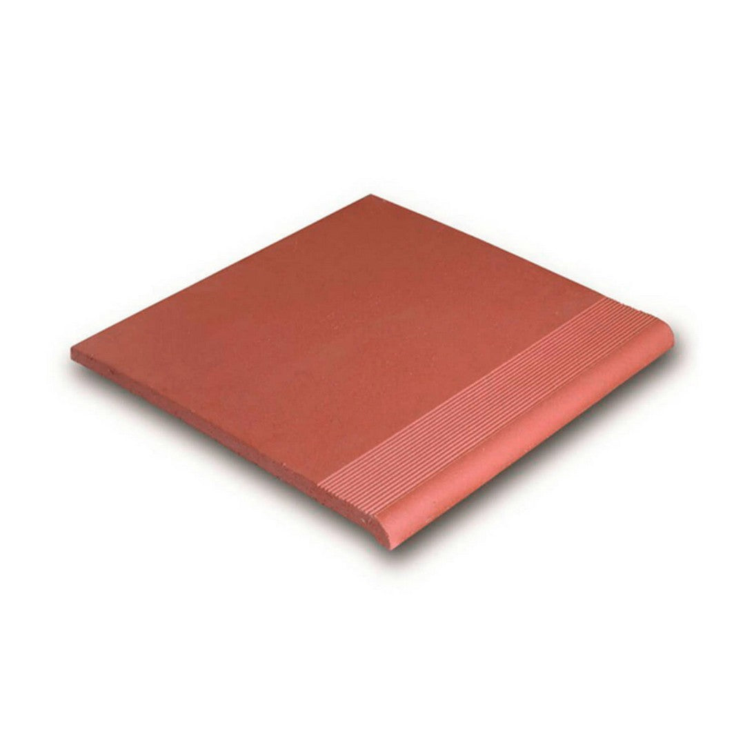 Spanish Red Stair Thread Tile by Alfagres, Image is showing Lightish Red Color tile and it is a 12x12 commercial strair thread for business floors