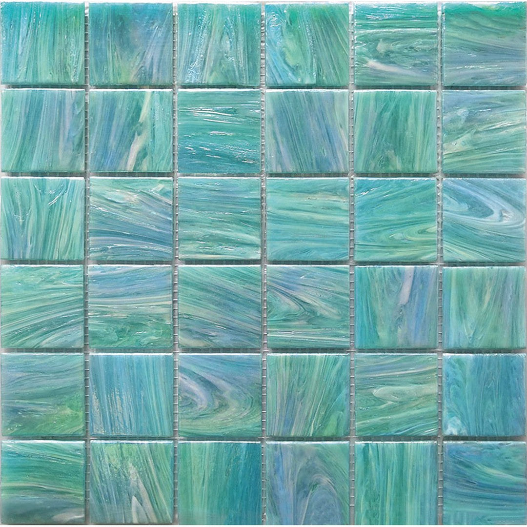 MiR Alma Solid Color Mix 2" Stella Green 12" x 12" Glass Mosaic