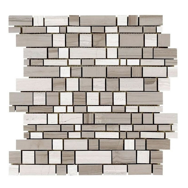 Jeffrey Court Steam Stone 12" x 12.38" Honed Moderna Natural Stone Mosaic