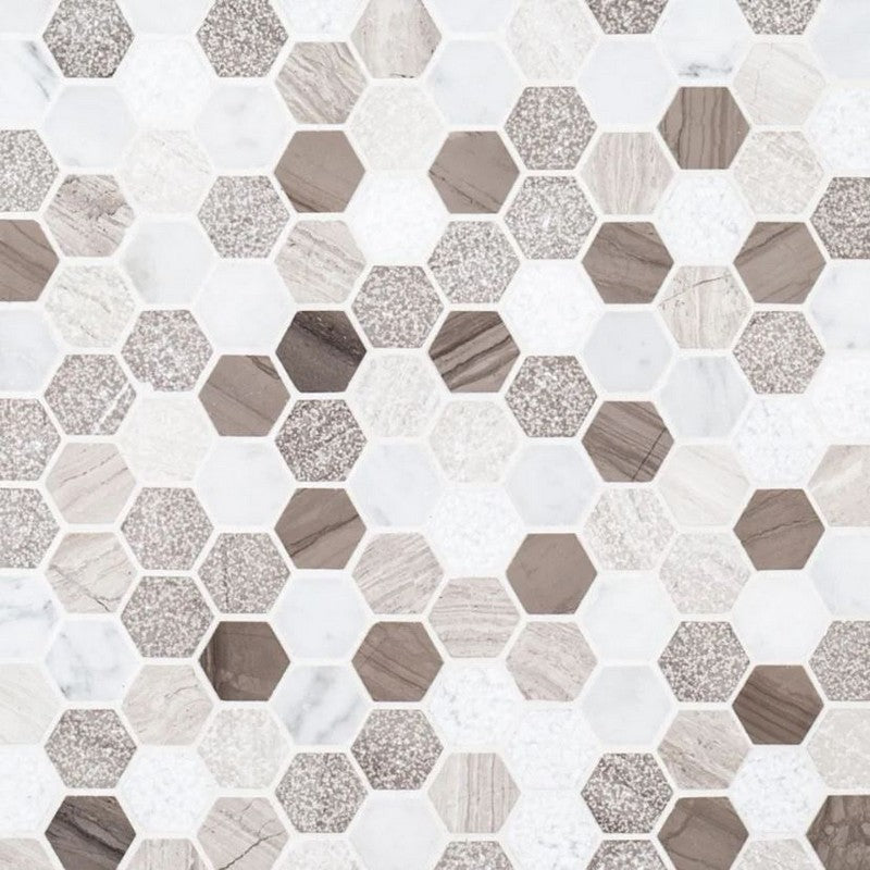 Jeffrey Court Steam Stone 11" x 11.63" Hexagon Natural Stone 1" Mosaic