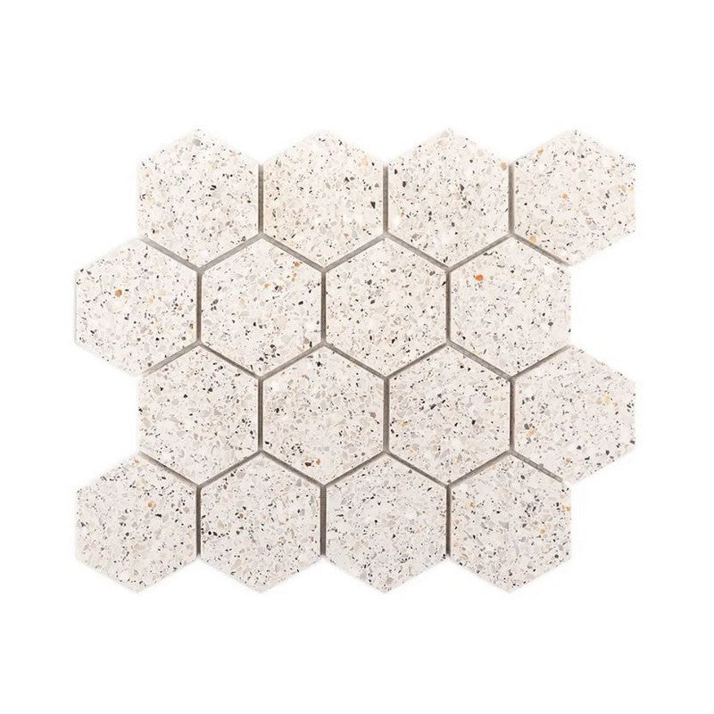 Jeffrey Court Modern Mixer 10.5" x 12.13" Semi-Polished 3" Hexagon Natural Stone Mosaic