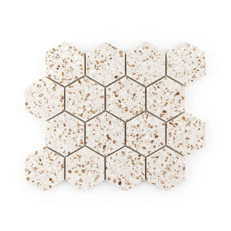 Jeffrey Court Modern Mixer 10.5" x 12.13" Semi-Polished 3" Hexagon Natural Stone Mosaic