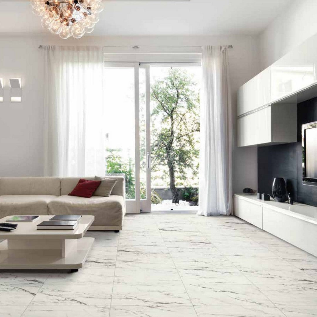 Del-Conca-USA-Nature-24-x-24-Glazed-Rectified-Porcelain-Tile-Statuario-Bianco