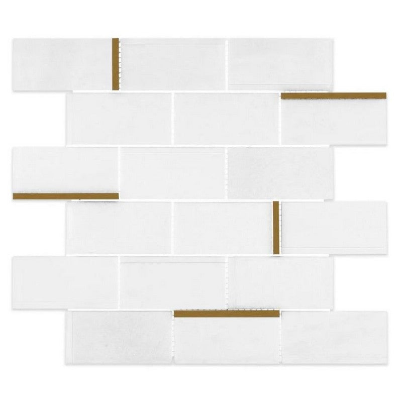 Jeffrey Court Cubist 12" x 12.13" Honed & Brushed Abstract Natural Stone Mosaic