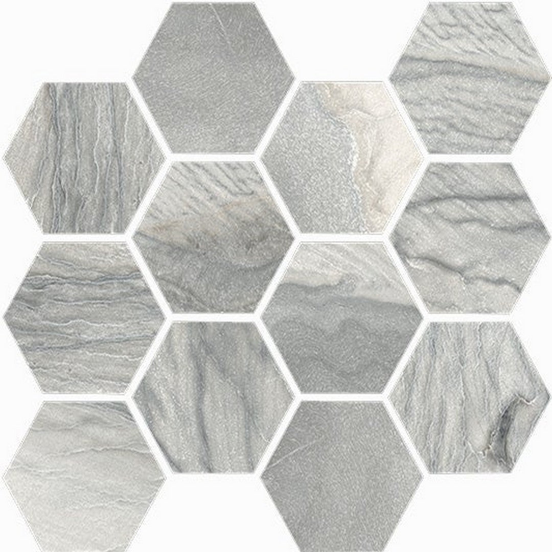 Happy Floors Macaubas 12" x 14" Interlocking Natural Porcelain Hexagon Mosaic