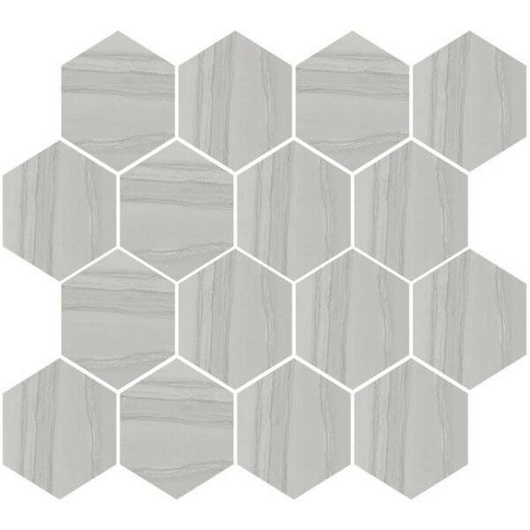 Happy Floors Silver 12" x 14" Hexagon Mosaic