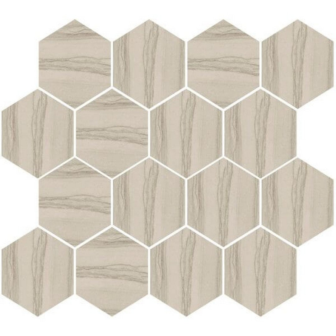 Happy Floors Silver 12" x 14" Natural Porcelain Hexagon Mosaic
