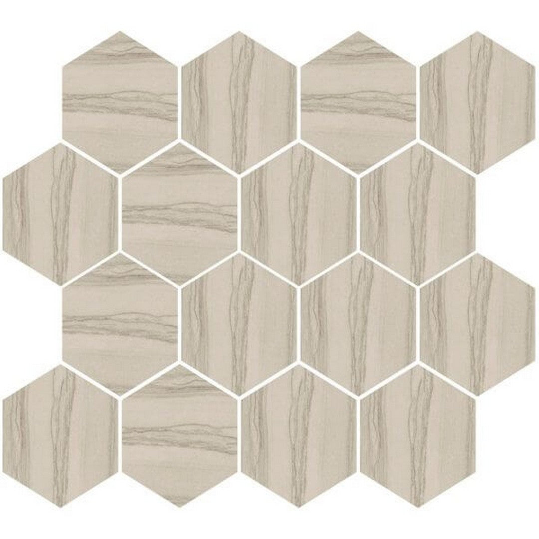 Happy Floors Silver 12" x 14" Hexagon Mosaic