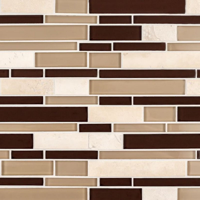 Jeffrey Court Essentials 11.63" x 11.75" Mixed Parchment Glass Mosaic