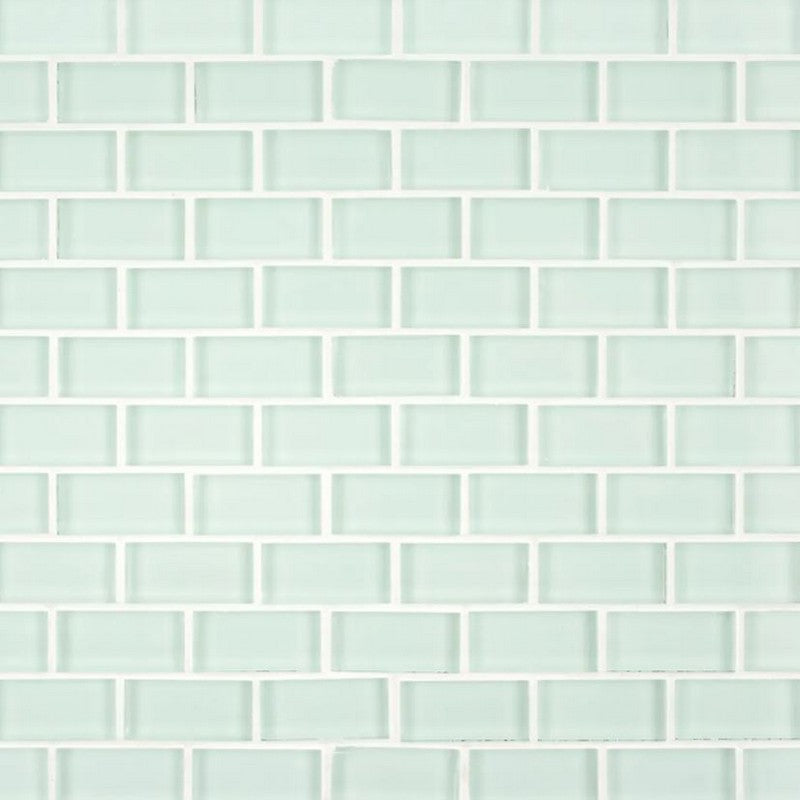 Jeffrey Court Essentials 11.63" x 11.75" Gloss Mint Brick Glass Mosaic