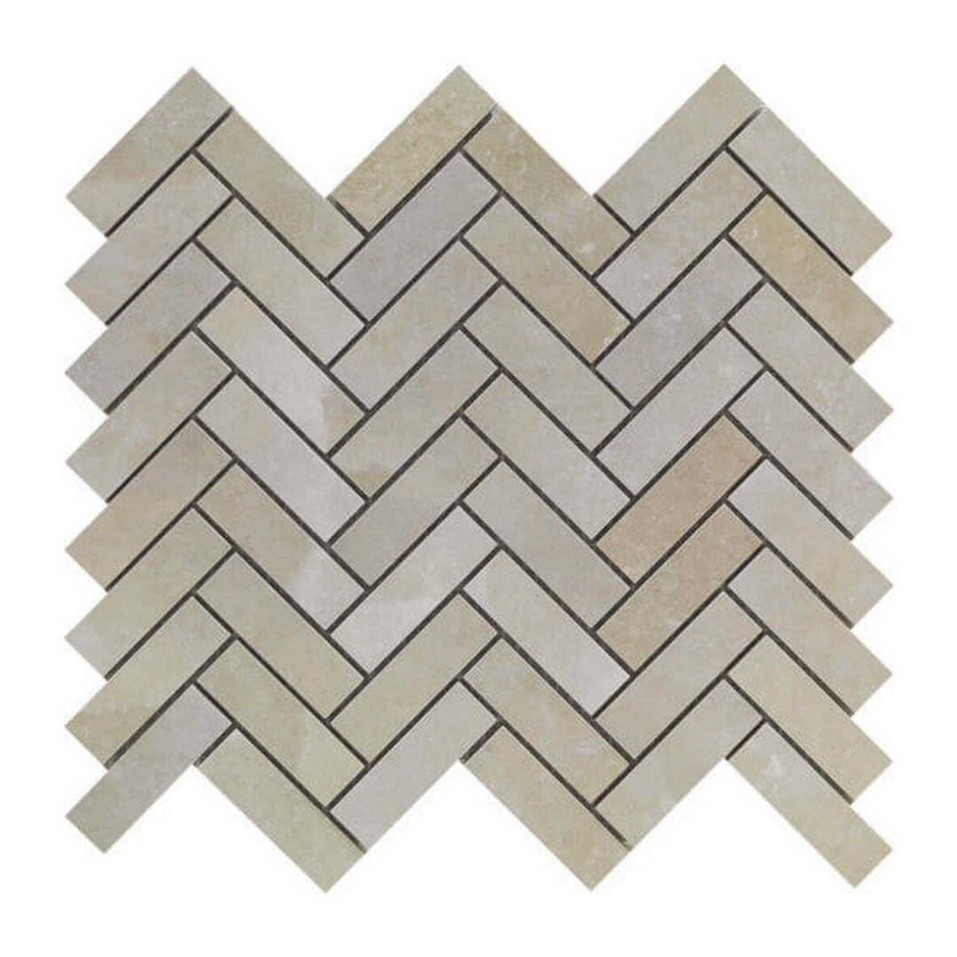 Happy Floors Salt Stone 11" x 13" Herringbone Mosaic