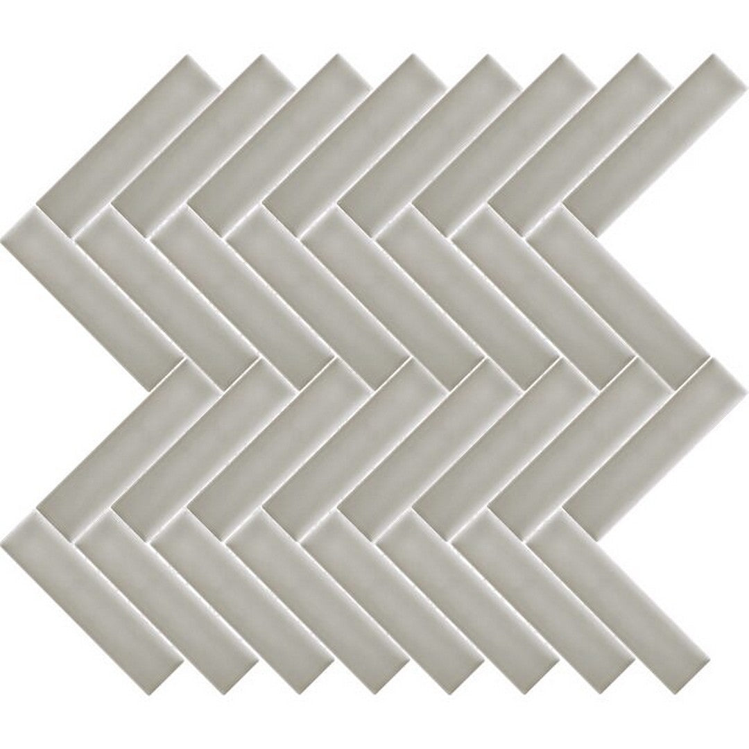 Happy Floors Artisan 12" x 12" Gloosy Ceramic Herrinbone Mosaic
