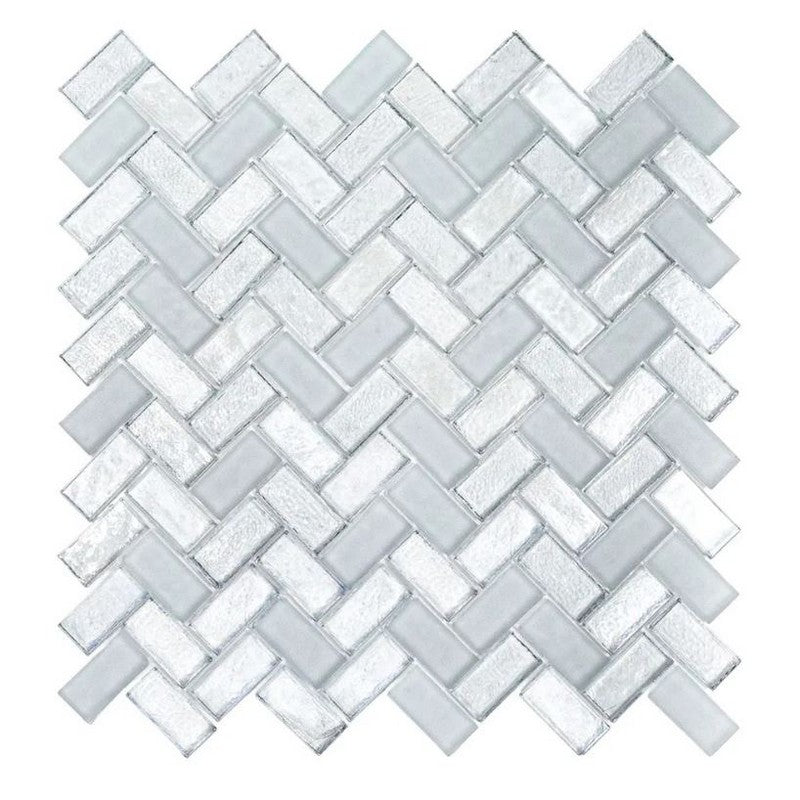 Jeffrey Court Pool 10.63" x 11" - 0.63" Herringbone Glass Mosaic