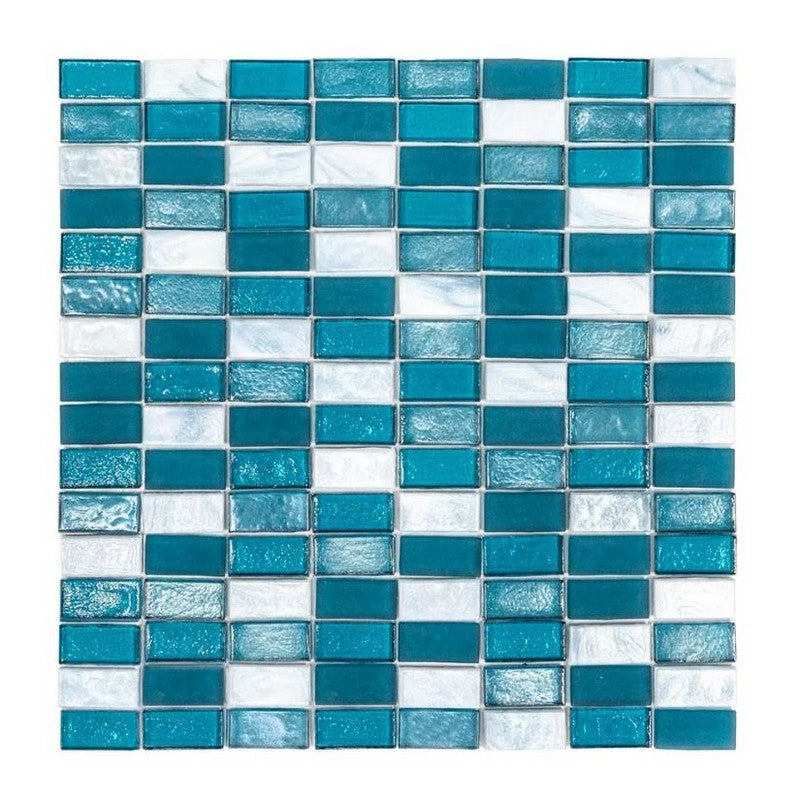 Jeffrey Court Pool 12.25" x 12.25" - 0.63" Stack Brick Blend Glass Mosaic