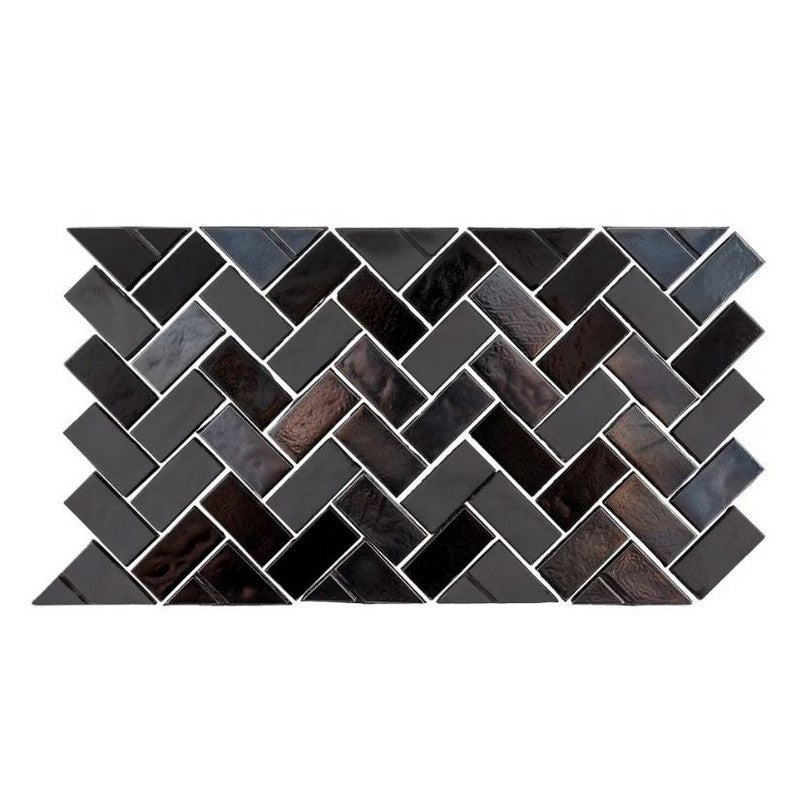 Jeffrey Court Pool 5.88" x 10.63" - 0.63" Herringbone Border Glass Mosaic